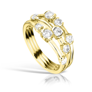 Ermenburga Lab-Created Yellow Gold Half Bezel Everyday Diamond Rings