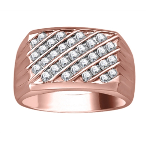 Elena Lab-Created Rose Gold Channel Set Mens Diamond Rings