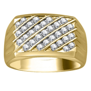 Elena Lab-Created Yellow Gold Channel Set Mens Diamond Rings