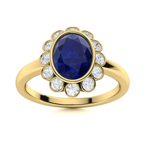 Blue Sapphire Yellow Gold  Diamond Rings