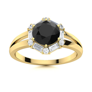 Ailed Yellow Gold Black Diamond Engagement Rings