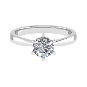 Brooksie Natural Diamond Yellow Gold 6 Prong Classic Solitaire Engagement Rings