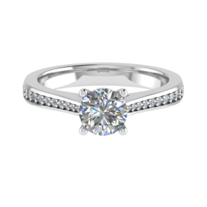 Dannielle Lab-Created Diamond Yellow Gold 4 Prong Side Stone Engagement Rings