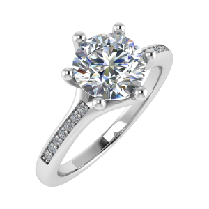  Cleona Lab-Created Diamond 6 Prong Side Stone Engagement Rings