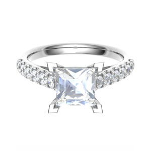 Cailyn Lab-Created Diamond Princess cut 4 Prong  Side Stone Engagement Rings