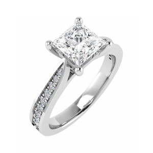  Cardea Natural Diamond 4 Prong Side Stone Engagement Rings