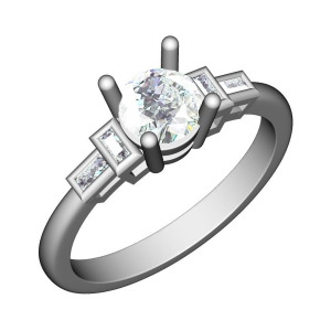 Charitina Natural Diamond 4 Prong Side Stone Engagement Rings