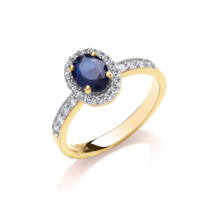 Blue Sapphire Yellow Gold  Diamond Rings