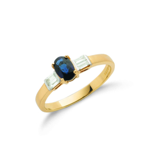 Delicia Blue Sapphire 4 Prong  Diamond Rings