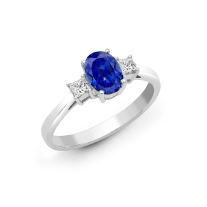 0.75 Carat Blue Sapphire 3 Stone