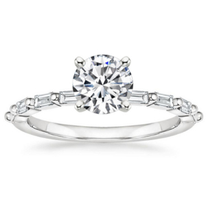 Bessa Lab-Created Diamond Yellow Gold 4 Prong Set Side Stone Engagement Rings