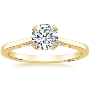 Carina Natural Diamond Yellow Gold 4 Prong Side Stone Engagement Rings