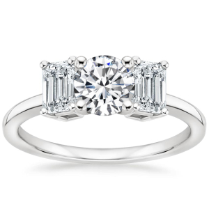 Cordelia Natural Diamond Platinum 4 Prong Set Side Stone Engagement Rings