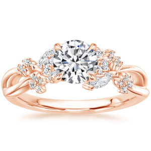 Delfia Natural Diamond Rose Gold 4 Prong Side Stone Engagement Rings