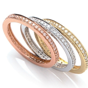 Evianna Natural Rose Gold 4 Prong Eternity Diamond Rings