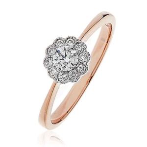 Dorshein Natural Rose Gold 4 Prong Statement Diamond Rings