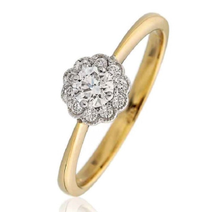 Dorshein Natural Yellow Gold 4 Prong Statement Diamond Rings