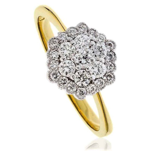 Everallin Natural Yellow Gold Prong Statement Diamond Rings