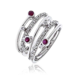 Oaklie Natural Ruby Rose Gold Gemstone Diamond Rings