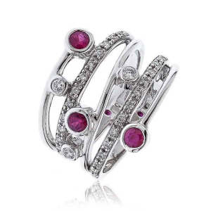 Zarya Natural Ruby Rose Gold Gemstone Diamond Rings