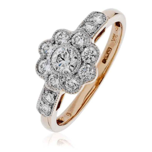 Emberly Natural Rose Gold Bezel Cluster Diamond Rings