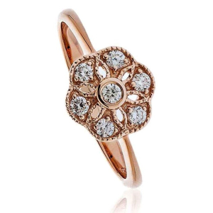 Elyse Natural Rose Gold Prong Cluster Diamond Rings