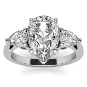 Dameta Lab-Created 4 Prong 3 Stone Diamond Ring