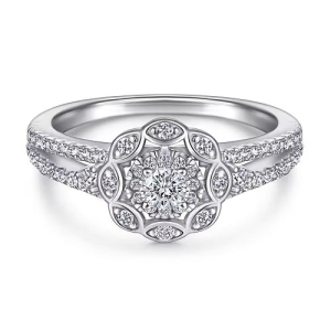 Cashlynn Lab-Created Diamond White Gold Vintage Engagement Rings