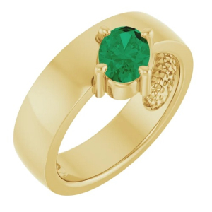 Brigid Emerald Yellow Gold  Diamond Rings