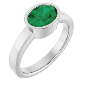 Darcia Emerald Bezel  Diamond Rings