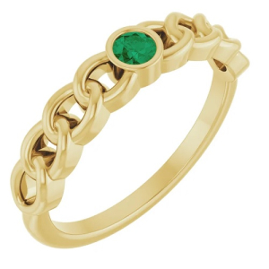 Brea Emerald Yellow Gold  Diamond Rings