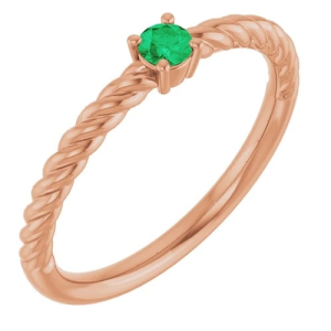 Bethel Emerald Rose Gold 4 Prong  Diamond Rings