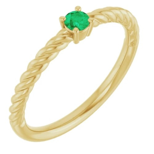 Bethel Emerald Yellow Gold 4 Prong  Diamond Rings