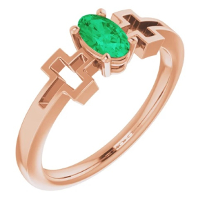 Oceana Emerald Rose Gold  Diamond Ring