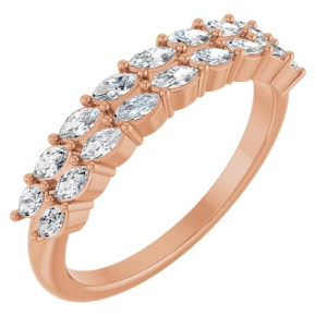 Diamanda Natural Rose Gold 4 Prong 7 Stone Diamond Rings