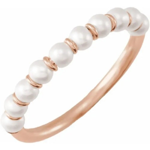 Yari Pearl Rose Gold Gemstone Diamond Rings