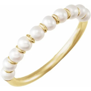 Yari Pearl Yellow Gold Gemstone Diamond Rings