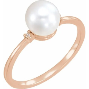 Zanovia Pearl Rose Gold Gemstone Diamond Rings