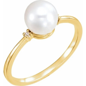 Zanovia Pearl Yellow Gold Gemstone Diamond Rings