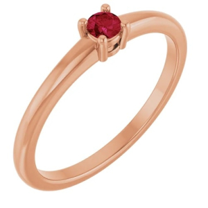 Dona Natural Ruby Rose Gold 4 Prong  Diamond Rings