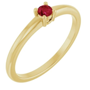 Dona Natural Ruby Yellow Gold 4 Prong  Diamond Rings