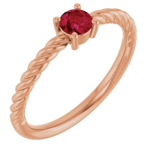 Daralyn Natural Ruby Rose Gold 4 Prong  Diamond Ring