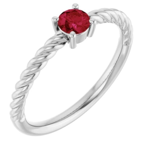 Daralyn Natural Ruby Silver 4 Prong  Diamond Rings