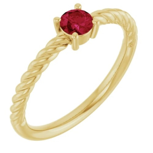 Daralyn Natural Ruby Yellow Gold 4 Prong  Diamond Ring