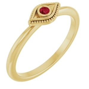 Delma Natural Ruby Yellow Gold Bezel  Diamond Rings