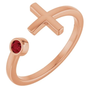 Dory Natural Ruby Rose Gold Bezel  Diamond Rings