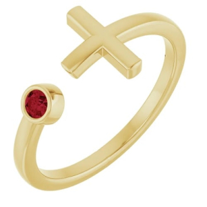 Dory Natural Ruby Yellow Gold Bezel  Diamond Rings