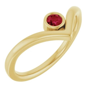 Delphia Natural Ruby Yellow Gold Bezel  Diamond Rings