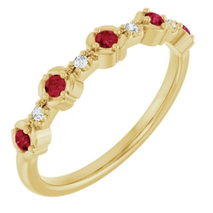 Natural Ruby Yellow Gold  Diamond Rings