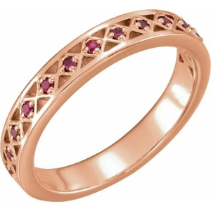 Natural Ruby Rose Gold  Diamond Rings